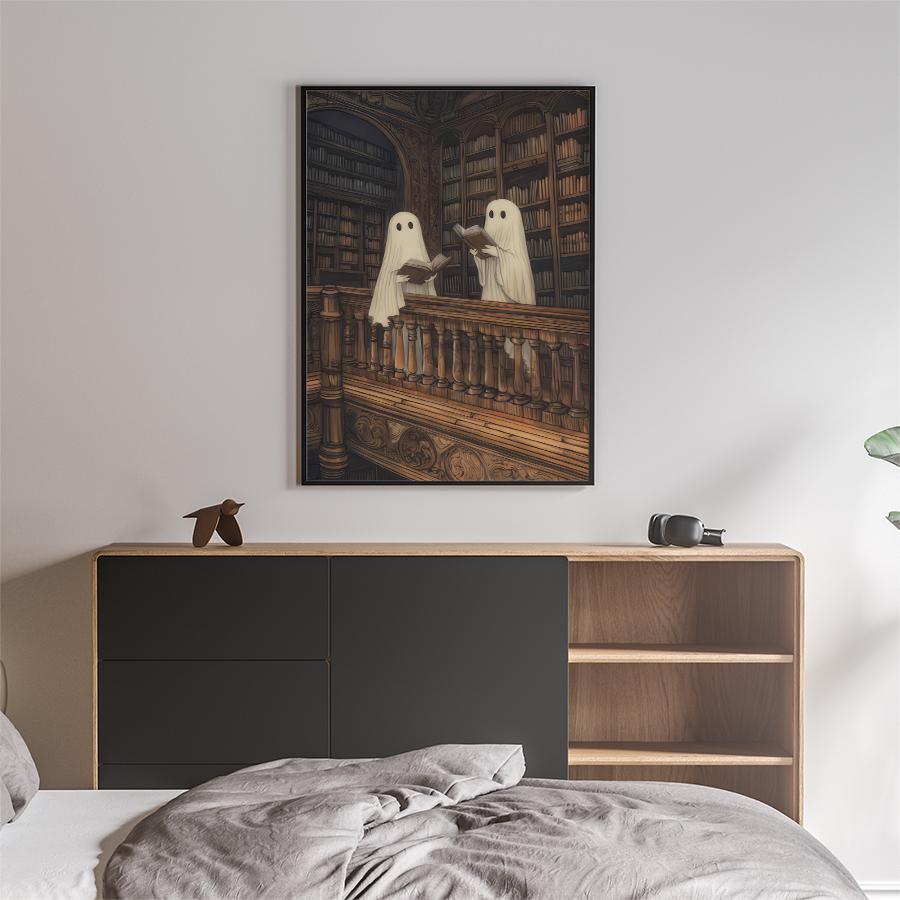 

Library Ghost Printed Canvas Painting - Wall home decoration, suitable for home and office - Perfect gift and decoration 6x8inch15x20cm