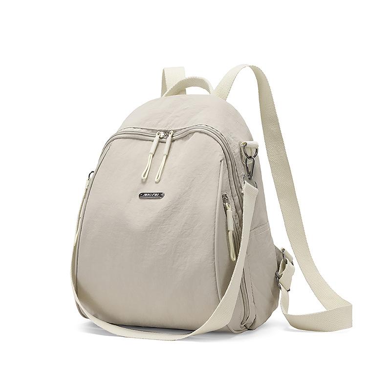 Solid Color Commuting Backpack for Women, Multi-layered Student Schoolbag, Fashionable and Versatile Shoulder Bag
