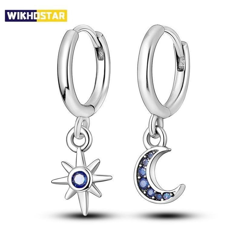 Moon and Star Earrings Women Zirconium Drop Earring For Anniversary Wedding Jewelry Gifts