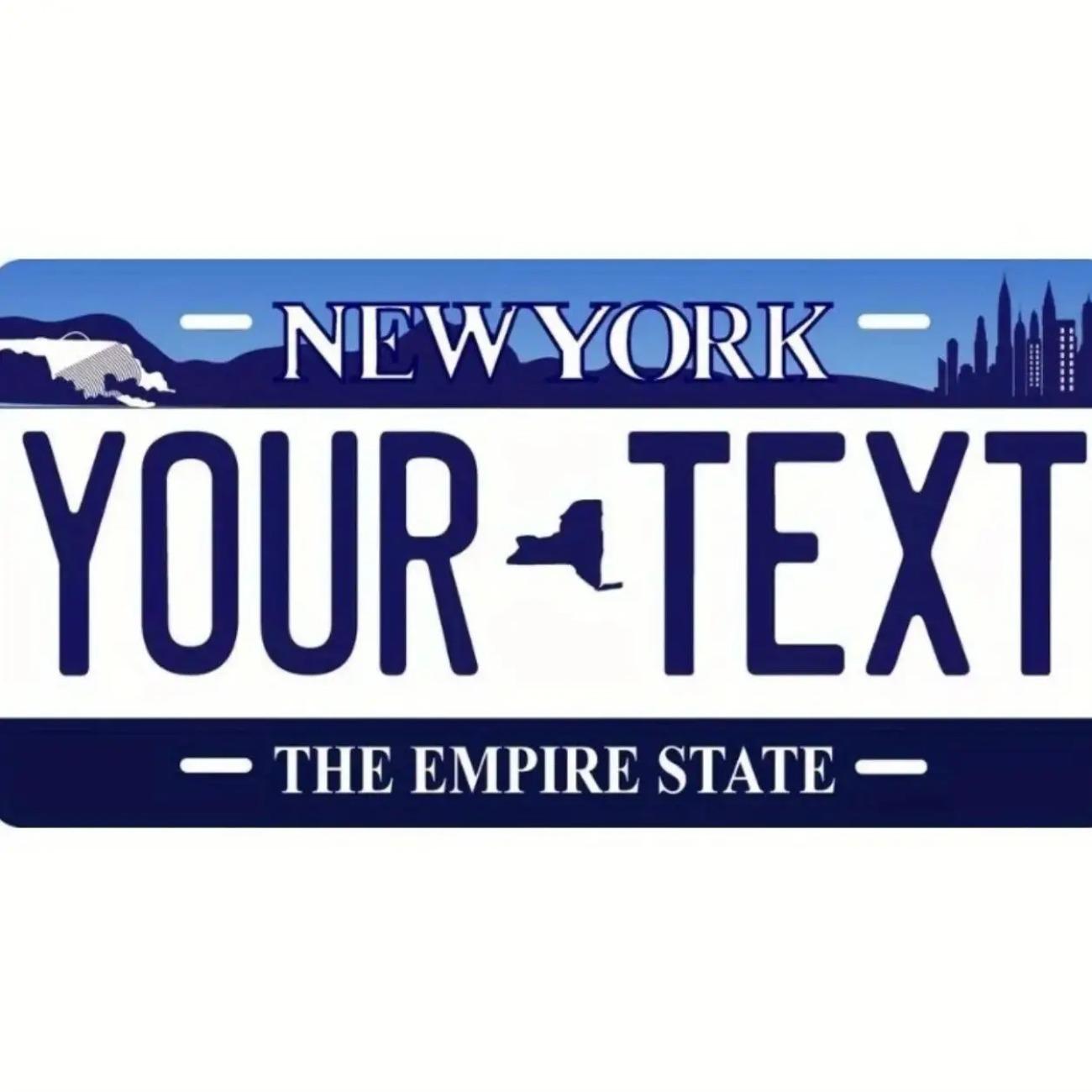 Customizable 12x6 Inch New York License Plate Blue Personalized Text чёрный