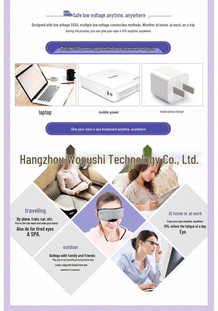Changzhi USB Heated Leather Eye Mask with Hot/Cold Packs - Cartoon Design, Light Blocking, and Non-stick Makeup Protector