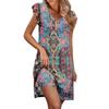 Womens Summer Dress Ruffle Sleeve V Neck Short Dresses Fashion Casual Flowy A Line Swing Sundress With Pocket