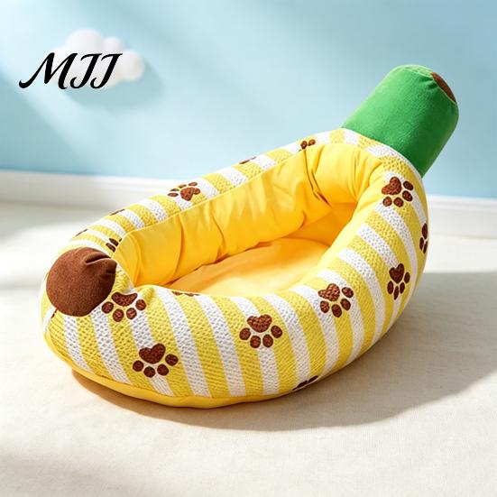 Comfortable Small Dog Bed Banana Cat Bed, Cozy Kitten Snuggle with Raised Edge, Funny Pet Breathable Mesh Cover, for Indoor Cats Dogs Washable