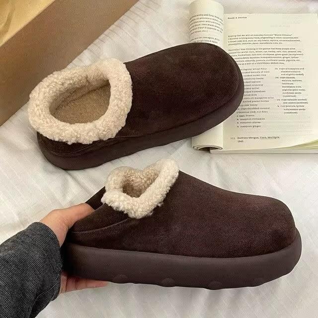Retro velvet small potato snow boots women's 2025 winter new one-pedal platform Boken shoes fluffy cotton shoes