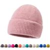 Solid Color Hat Autumn Winter Female Warm Ear Protection Knitted Hat Male Sleeve Cap Ski Slouchy Cap
