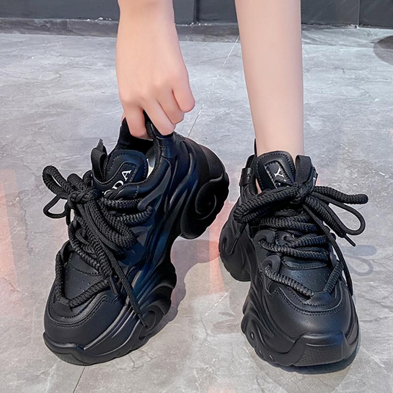 fashion White Chunky Sneakers for Women Fashion Non Slip Platform Sports Shoes Women PU Leather Thick Bottom Vulcanized Shoes Woman 2024