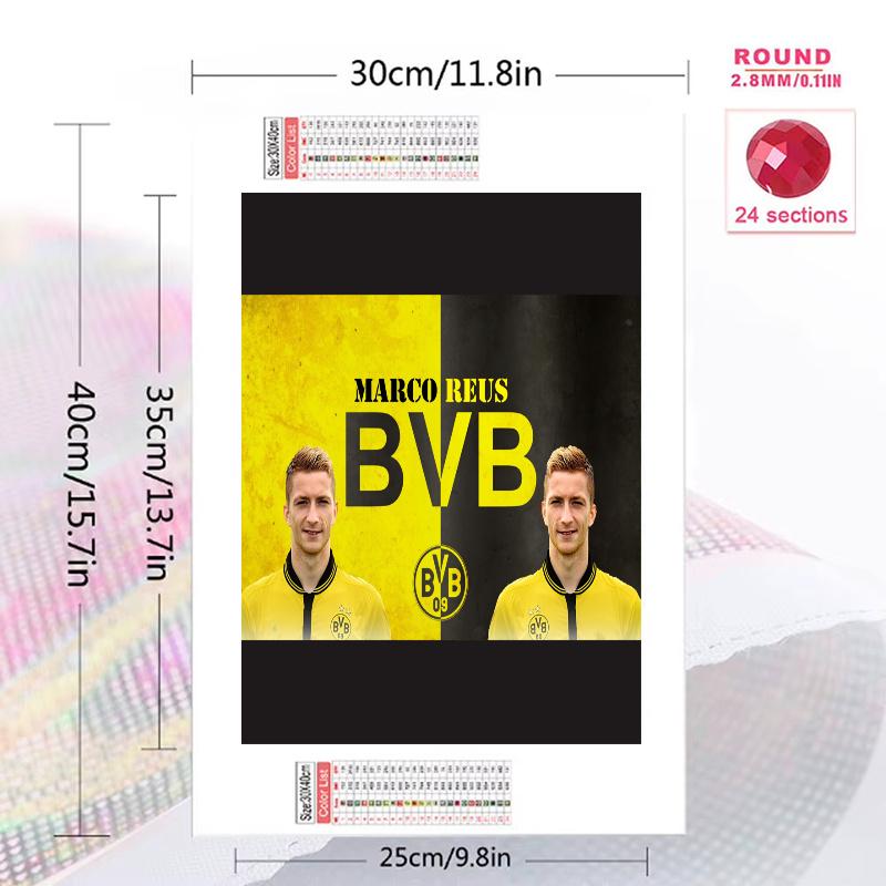 Marco Reus Pattern 3pcs 100% Round Full Drill 5D DIY Diamond Painting Embroidery Cross Stitch Rhinestone Décor