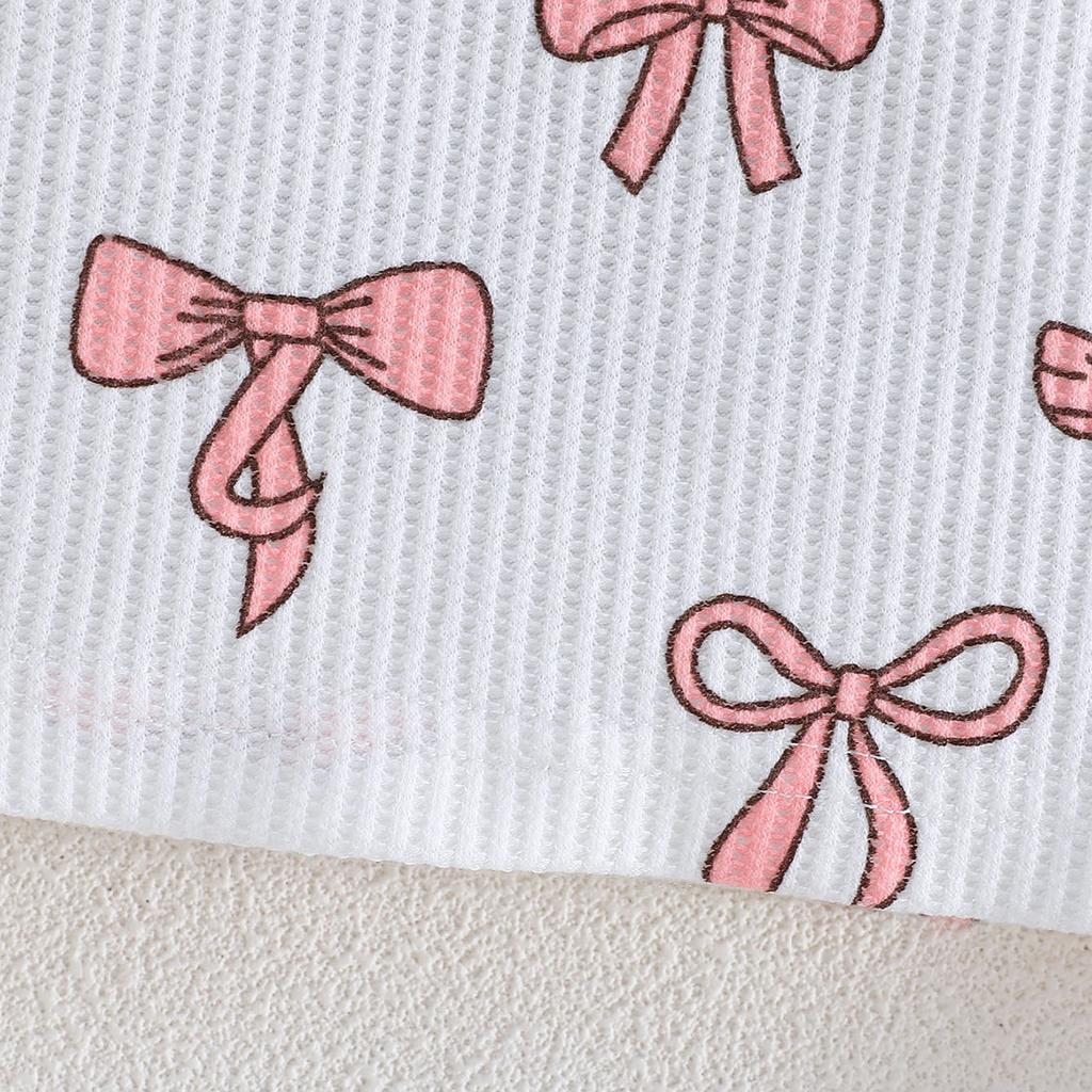 Girls' Short-sleeved Top + Shorts Set Bow Print Summer Fashion Two-piece Set