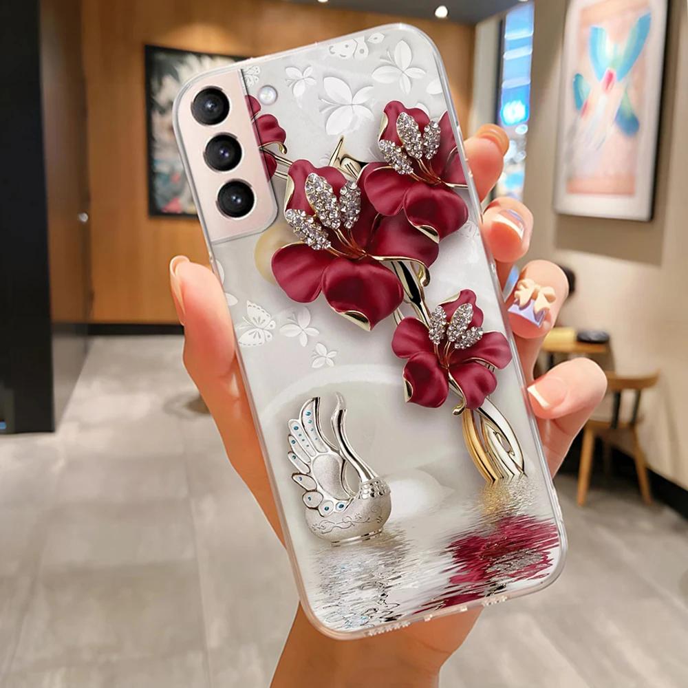 For Samsung S21 FE Plus Ultra Phone Case Butterfly Cat Soft Silicone Cover For Galaxy S21+ S21FE S 21 Protection Funda Coque