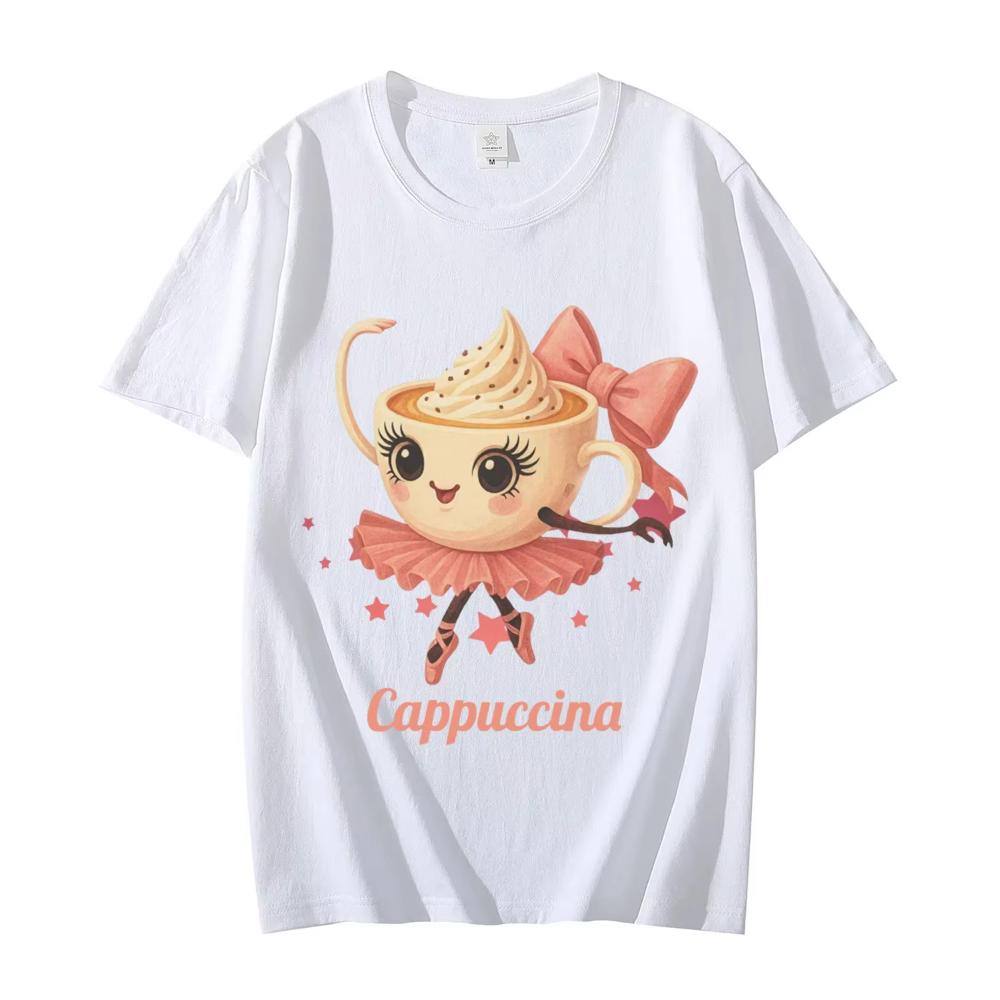 Ballerina Cappuccina T-Shirt Funny Italian Brainrot Meme T Shirts Men Women Clothing Fashion Y2k Aesthetic Short Sleeve T-Shirts