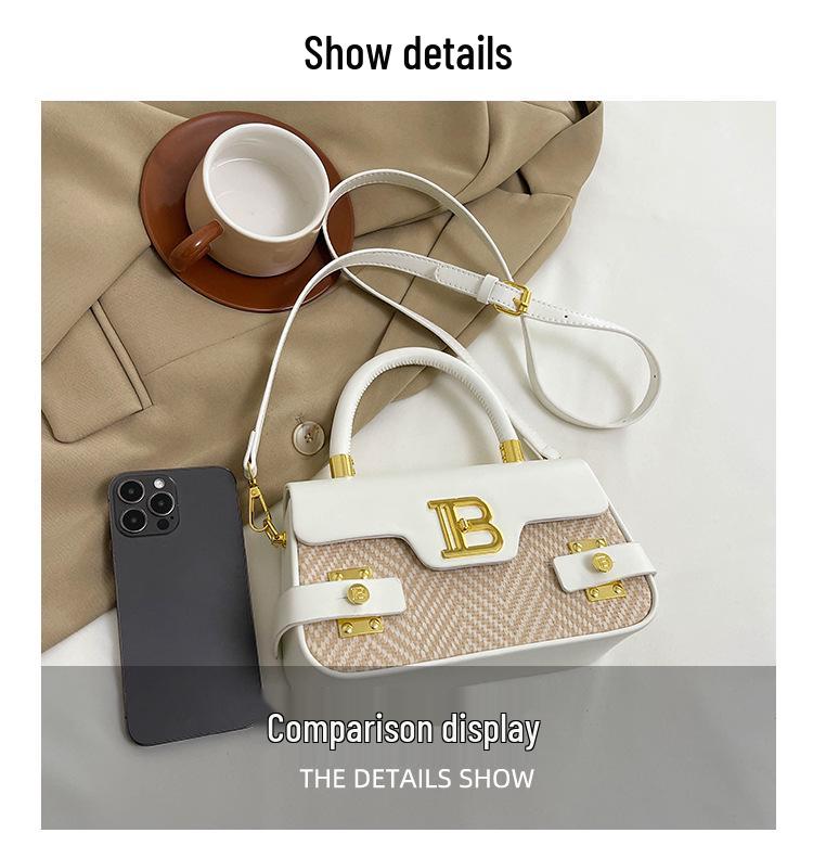 Elegante Retro Strukturierte Quadratische Umhängetasche mit Überschlag mit Schloss