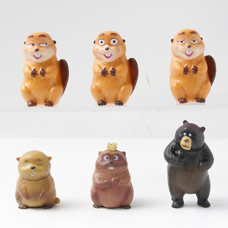 6Pcs/Set New Movie Hoppers Beaver Transformation Plan Beaver Action Figures Toy Collectible Model Doll Fans Gift