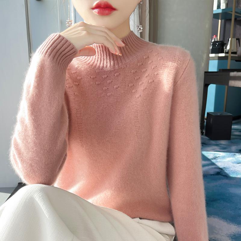 

Семипетельная утолщенная водолазка с полувысоким воротом, свободный свитер-пуловер жаккардовой вязки с базовой футболкой внутри, высококачественный однотонный топ XXL