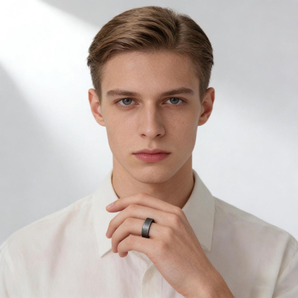 Trendy Stainless Steel & Titanium Silver Ring Set