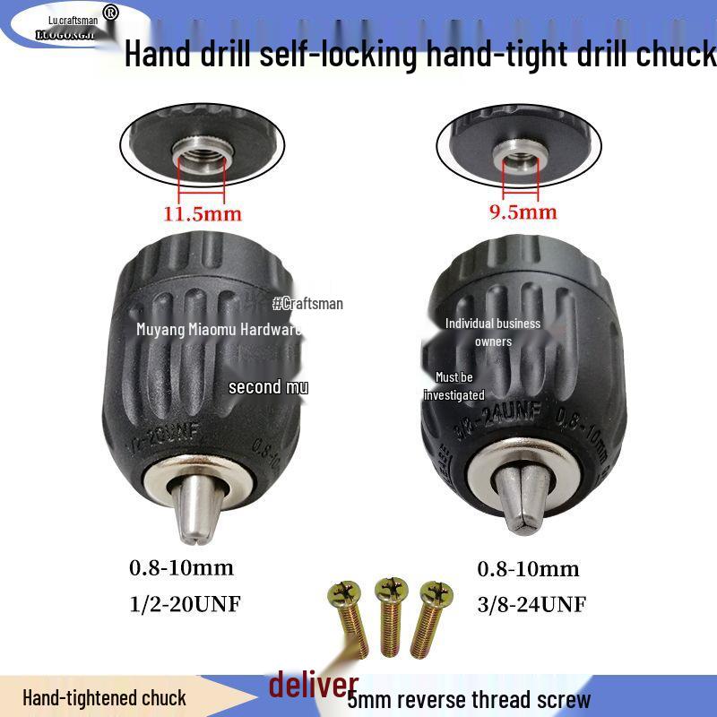 Hand Drill Self-Locking Chuck 0.8-10mm - Hand-Tight Drill Accessories Power Tool