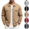Men's Snap‑Button Shirt Jacket, Point Collar, Dual Chest Flap Pockets, Long Sleeve, Soft Knit Lightweight Casual Shacket Overshirt for Men