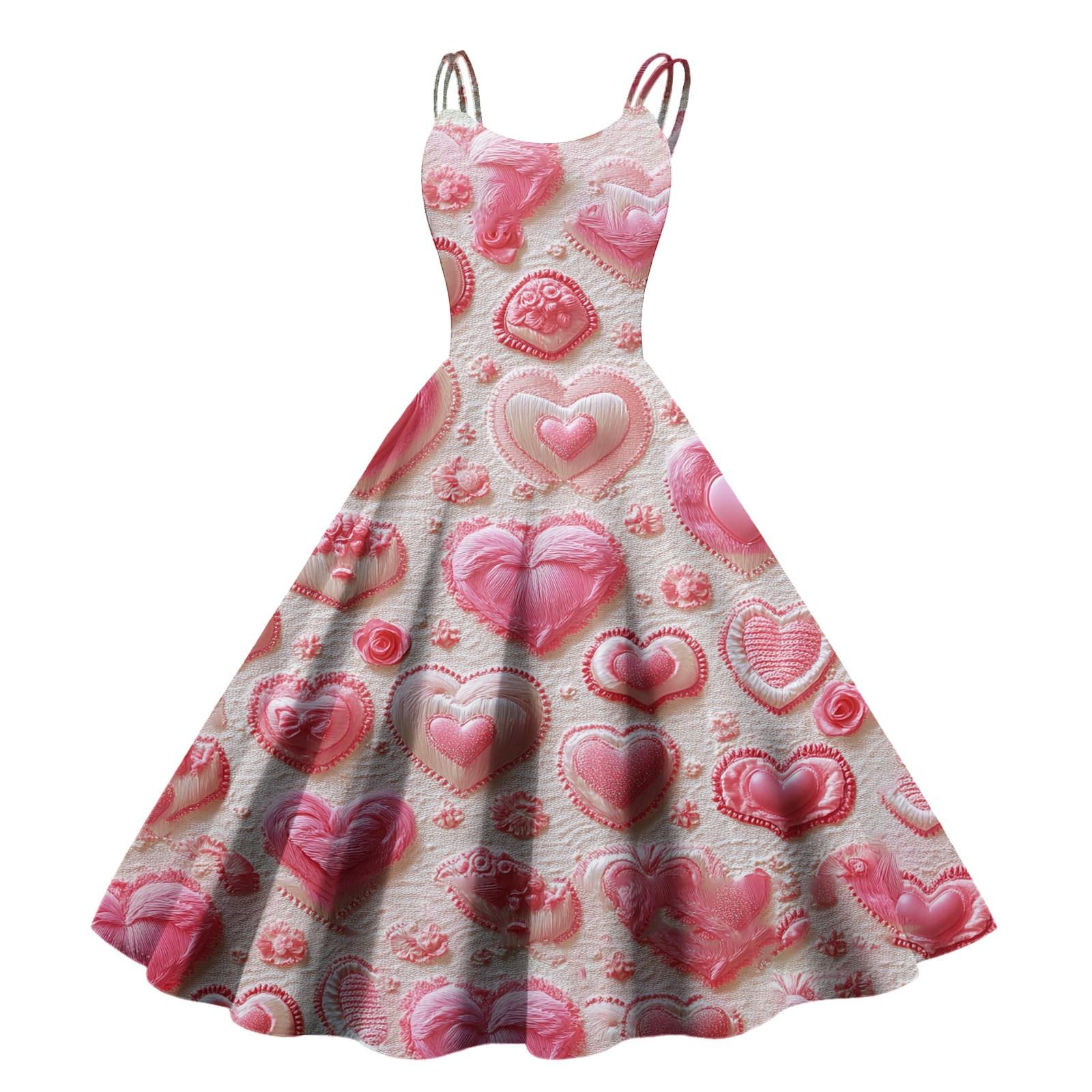 

Женское сексуальное винтажное платье с открытыми плечами и принтом в виде сердечек ко Дню святого Валентина XL жёлтый