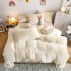3Pcs Fluffy Black Plush Shaggy Duvet Cover +2Pcs Pillowcases Zipper Bedding set Soft Velvet