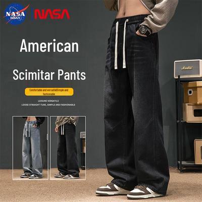 NASA NOAH Men's Curved Wide-Leg Casual Jeans