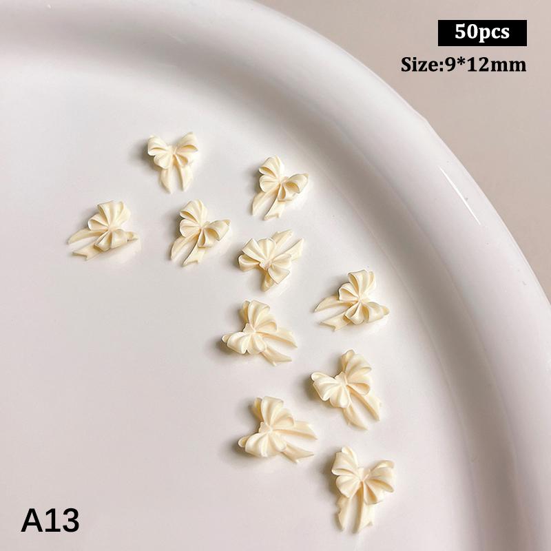 

50Pcs Long Wavy Bow Nail Art Accessories 2Sizes Colorful Ribbon Bow 3D Resin Nail Charms Japanese Nail Decorat Cute Parts Ribbon
