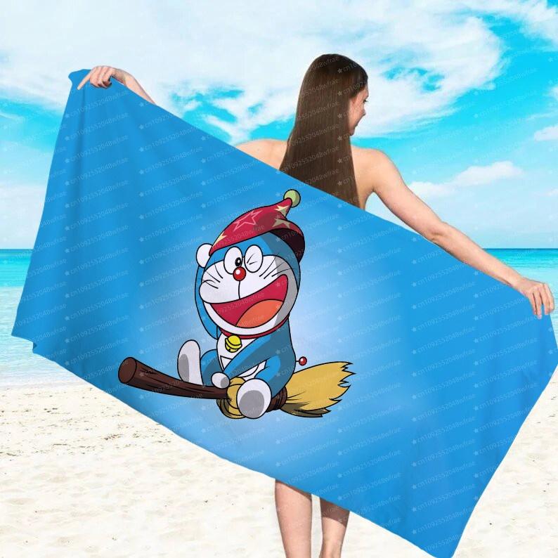 Doraemon Machine Cat Printed Beach Towel Microfiber Towel For Children/Adults Quick Drying Water Absorbing Swimming Pool Towel