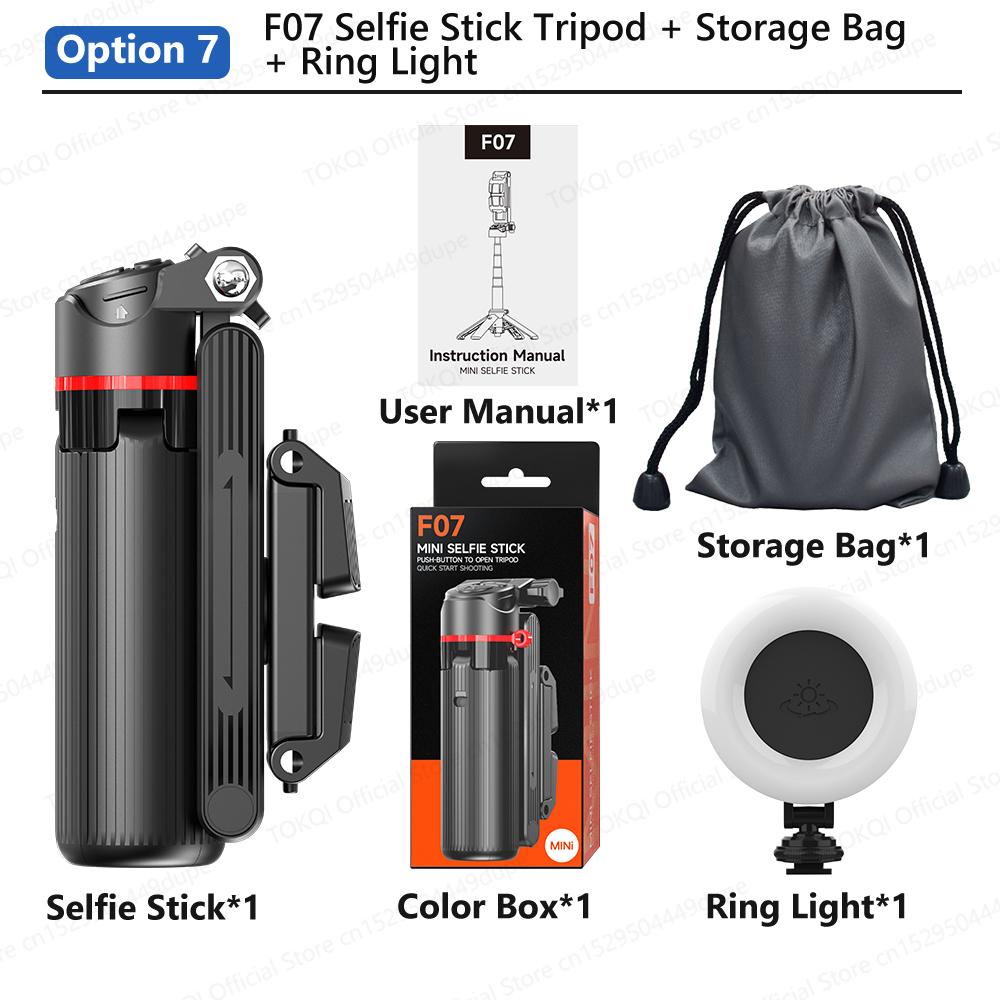 TOKQI F07 Mini Portable Selfie Stick One-Touch Pop-Up Tripod Cellphone Holde for Moible Phone Shoot with Zoom Bluetooth Remote 7