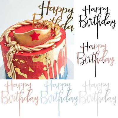 Happy Birthday Cake Topper Cupcake Birthday Party Decorating Card Accessories