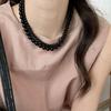 New Black Glass Pearl Beaded Necklace Women's New Popular Collarbone Chain Light Luxury Niche High-end Neck Chain