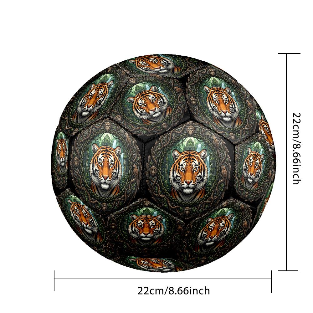 Tiger Jungle Adventure Round Football Size 5 Adult Ball Suitable for Training Matches and Outdoor Team.