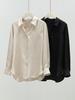 Elegant Women's Jacquard Silk Blouse - Long Sleeve Solid Mulberry Silk Top for Spring 2026