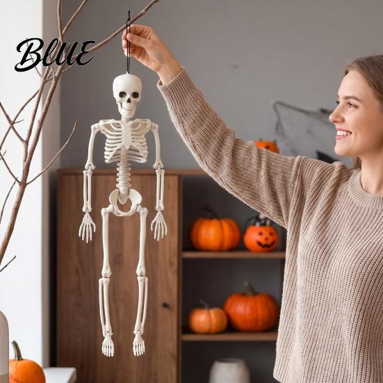 Compact Halloween Figurines for Tables Realistic Skeleton Figure, 40cm Posable Joints Hanging Skull Decoration, Weather Resistant Ornaments