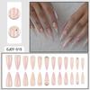 24pcs Long Pointed Press-On Nails With Floral Design Soft Skin Tone Rhinestone Accents Sweet INS Style Women