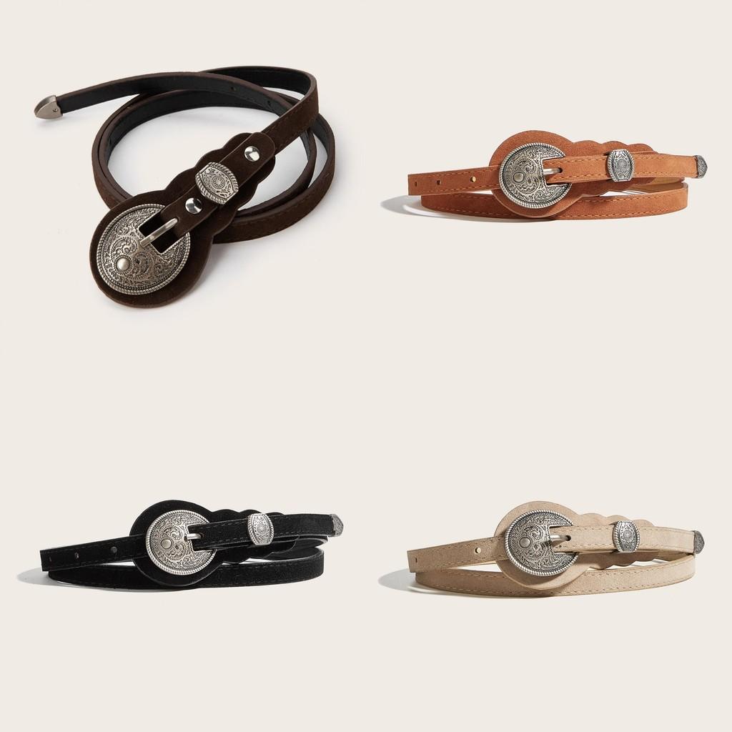 Ethnischer Stil Unifarbene Ovale Metallschließe Dekoration Wildleder Lässiger Gürtel Für Damen