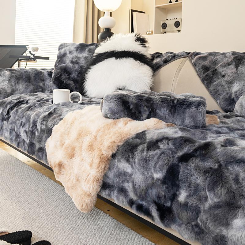 Plyšový gradientní sametový potah na pohovku pro zimní teplo, zesílený plyš, jemný a měkký, oblíbený mazlíčky, protiskluzová ochrana pohovky