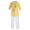 Mom's Summer Outfit T Shirt Lady's Set Two Piece Set Middle Aged Elderly Women's Summer Cotton Linen Short Sleeved