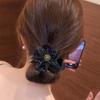 Korean Style Rhinestone Flower Top Knot Claw Clip for Women - 2025 Hairpin Headwear Fashion