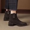 Fashion 2025 New Autumn Women Boots Round Toe Chunky Heel Shoes Women Shoes Ankle Boots Chelsea Motorcycle Boots Platform Retro Shoes