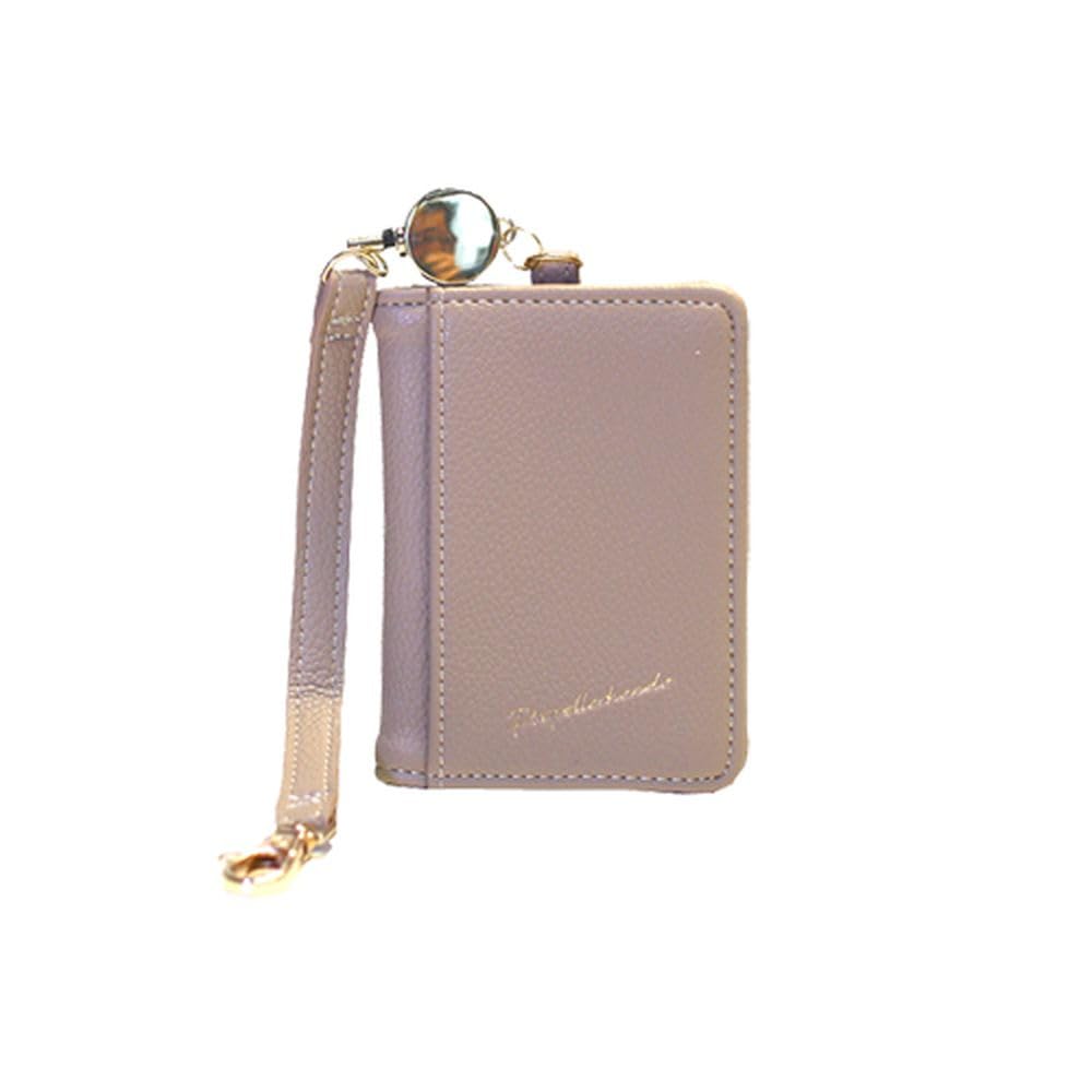 

Textured synthetic leather pass case bi-fold 11-2192-GBE бежевый