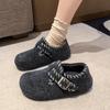 Wool Version~ Inner Height Increase 4cm Birkenstocks, Women's One-pedal Woolen Velvet Cotton Shoes, Lazy Single Shoes, All-inclusive Birkenstocks