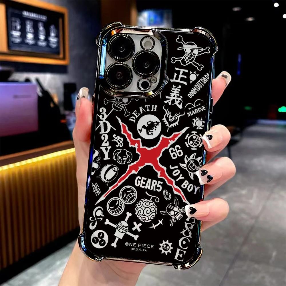 Anime O-ones-l-luffys P-pieces Plating Phone Case For Samsung S26 S25 S24 S23 S22 Note20 Edge Plus Ultra 4G 5G Anti Fall Airbag