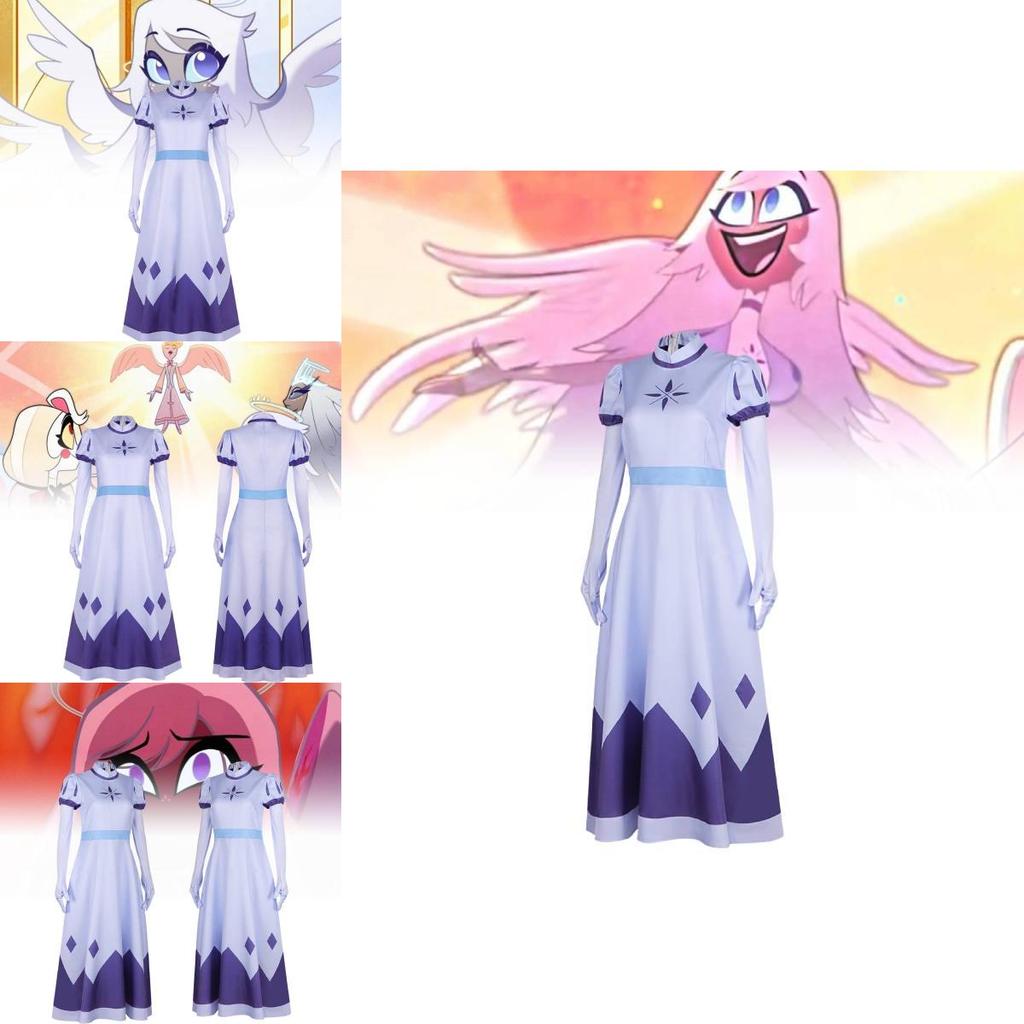 Hazbin Hotel Angel Emily Cosplay Costume Comfortable Polyester Fabric For Halloween