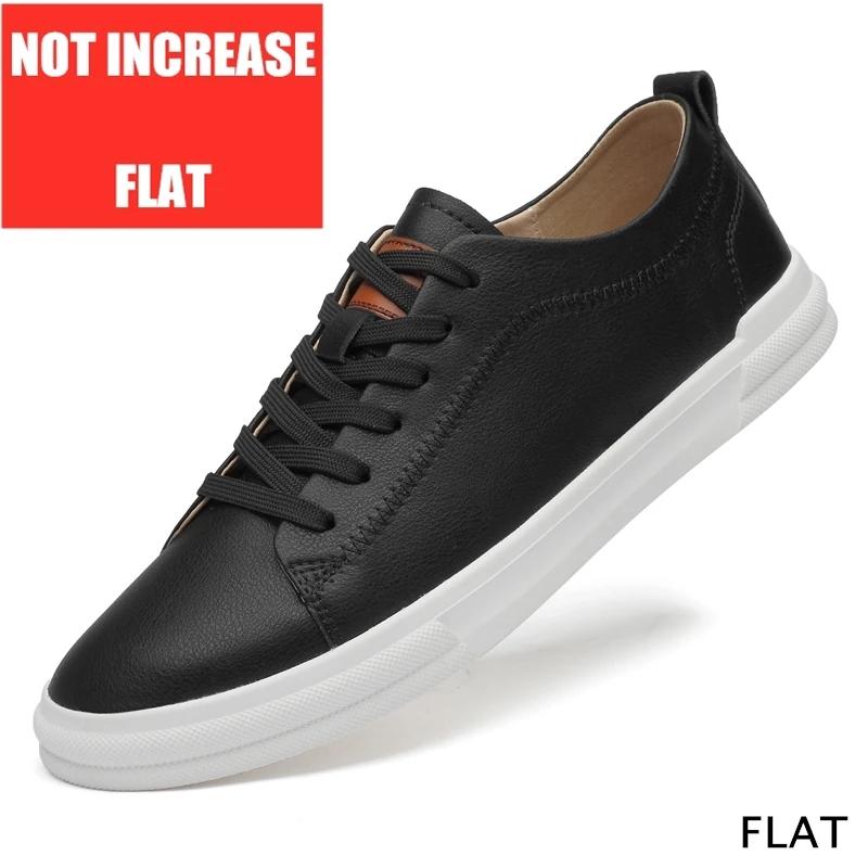 Flache oder 5 cm höhenerhöhende Herrenschuhe Lässige Elevator-Schuhe Herrenmode Lift-Sneakers Sport Echte Lederschuhe Hohe Schuhe