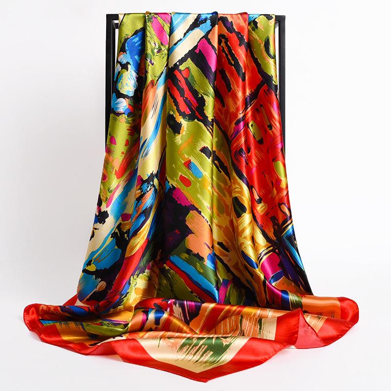 Women Silk Square Scarf Lady Bandana Head Wrap Shawl Satin Foulard Female Large Hijab Neckerchief Scarves Pashmina 2021 Headband