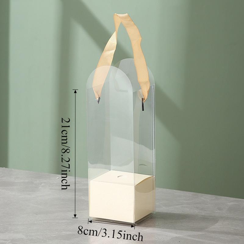 5er-Set Tragbare Klare Plastik-Blumenkästen Transparente Handheld-Rosen-Geschenkbox für Blumenstraußverpackung Kleine Florale DIY-Hülle Taschen