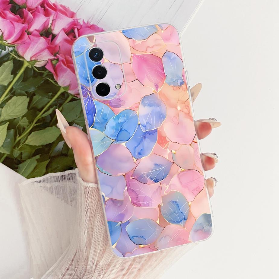 For Oppo A74 5G Case CPH2197 CPH2263 Luxury Bow Flowers Painted Cover Soft Silicone Phone Case For Oppo A74 A 74 OppoA74 5G Bags