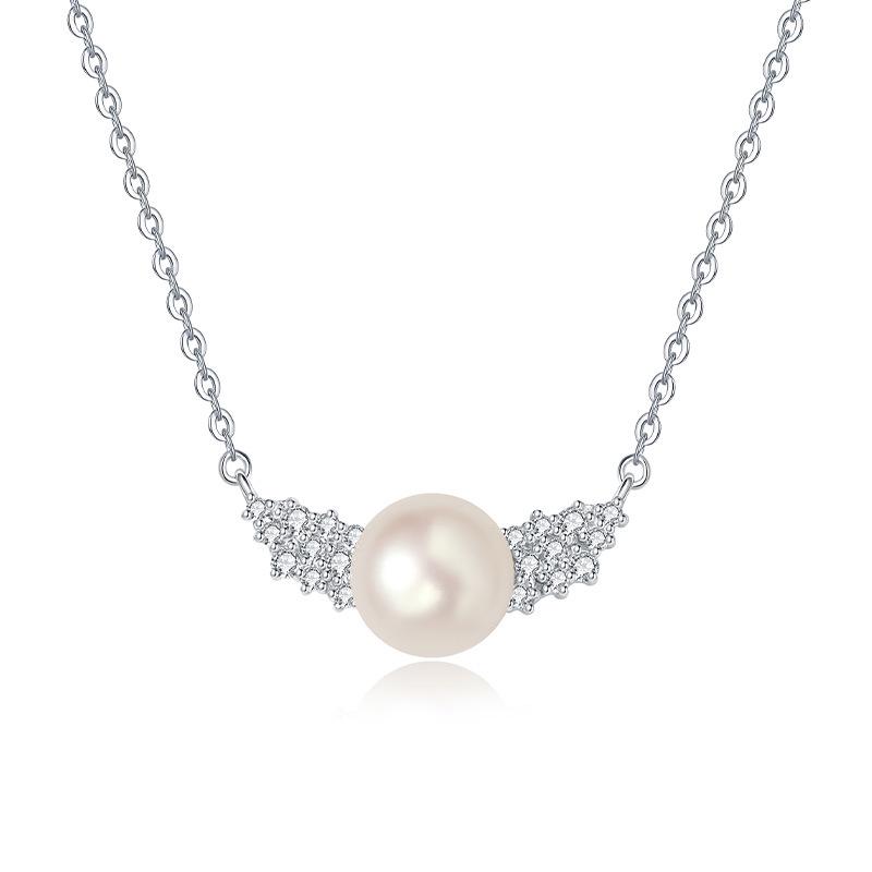 S925 Sterling Silver Feather Freshwater Pearl Necklace for Women - Elegant & Fashionable Clavicle Chain 925 Silver