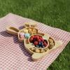 Wooden Bunny Snack Serving Tray with Compartments Food Display Plate Easter Egg Shape Tray  Nuts