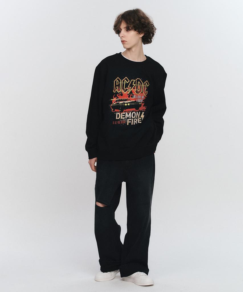 Beulabado Acdc Demon Fire Sweatshirt Bk (Brent2325)