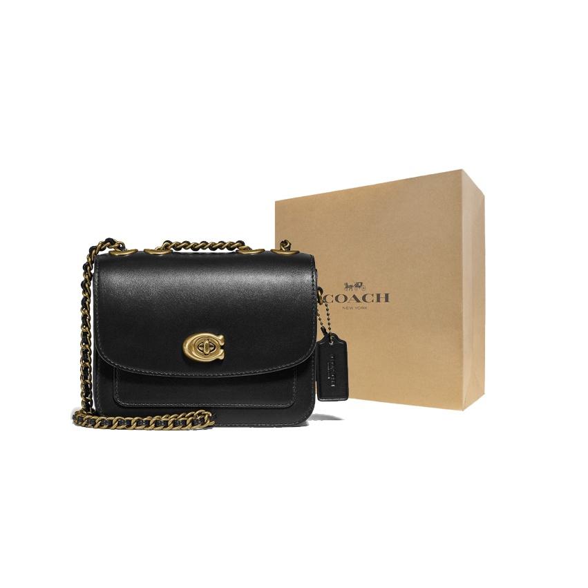 Coach Madison 16 Signature C Turnlock Flap Chain Crossbody Bag Women crossbody bag Black 5212-B4BK