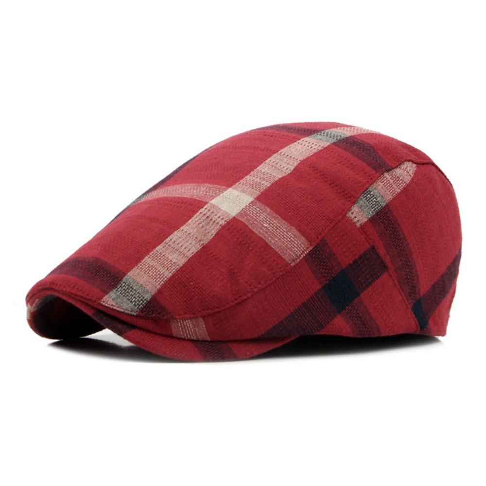 Button Adjustable Plaid Berets Colorful Newsboy Caps Unisex Summer Visor Hat for Men Women